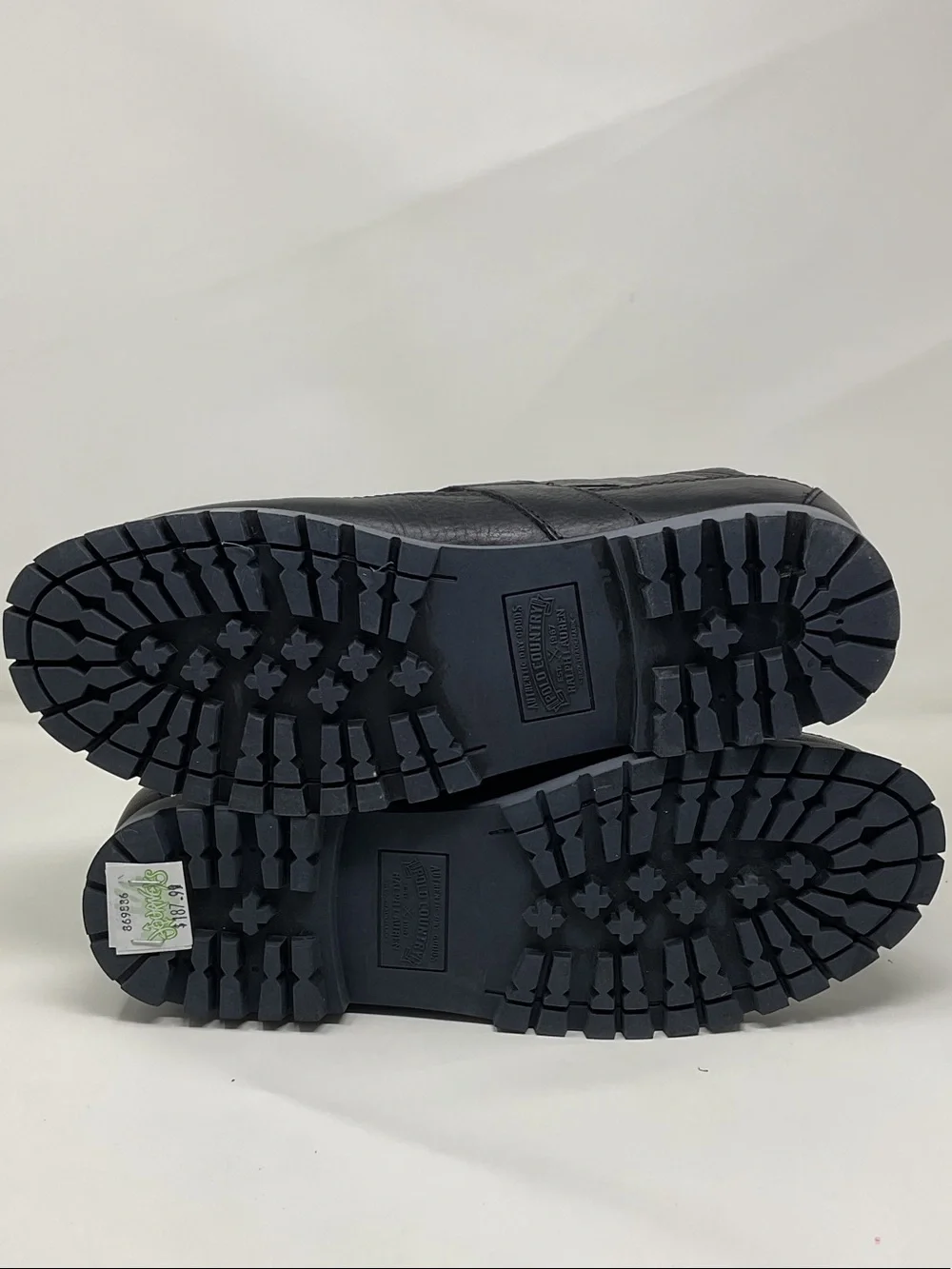 Polo Ralph Lauren Men's Black Leather Lace-Up Buckle Boots